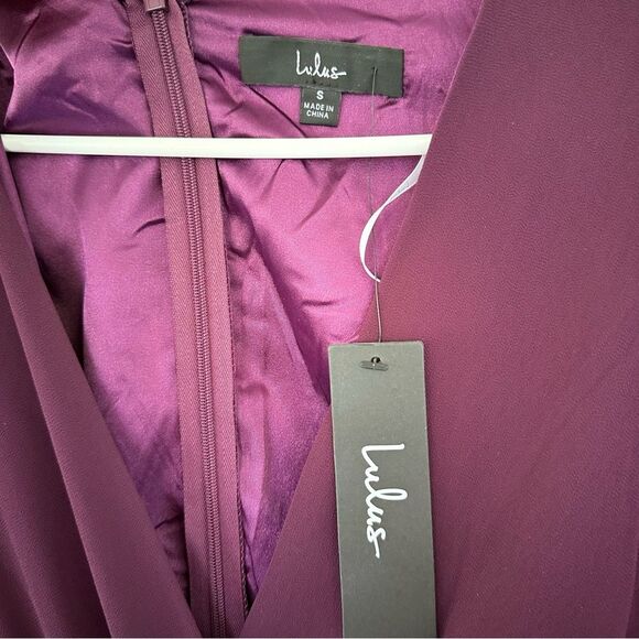 Lulu’s Adoring You Long Sleeve Maxi Dress NEW Women’s Small Purple Chiffon Gown - Picture 5 of 10